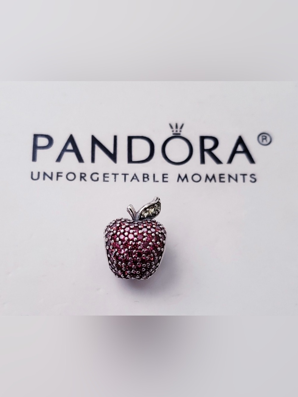Pandora Red Pavé Apple Fancy Red CZ with Green CZ Leaf CHARM